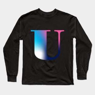 Capital Letter U Monogram Gradient Pink Blue White Long Sleeve T-Shirt